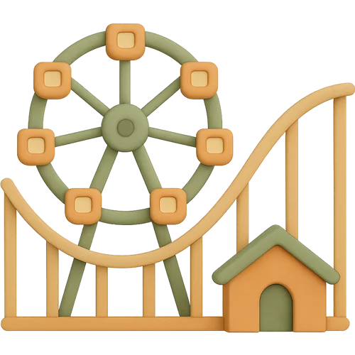 Livro infantil personalizado sobre visitar um parque de diversões