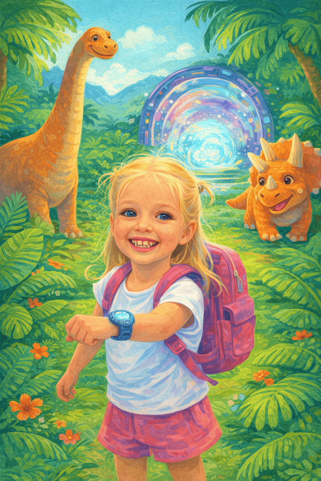 Ilustração para A viagem no tempo para a ilha dos dinossauros